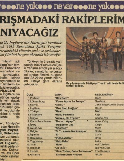 Eurovision Yarışmasındaki Rakiplerimiz